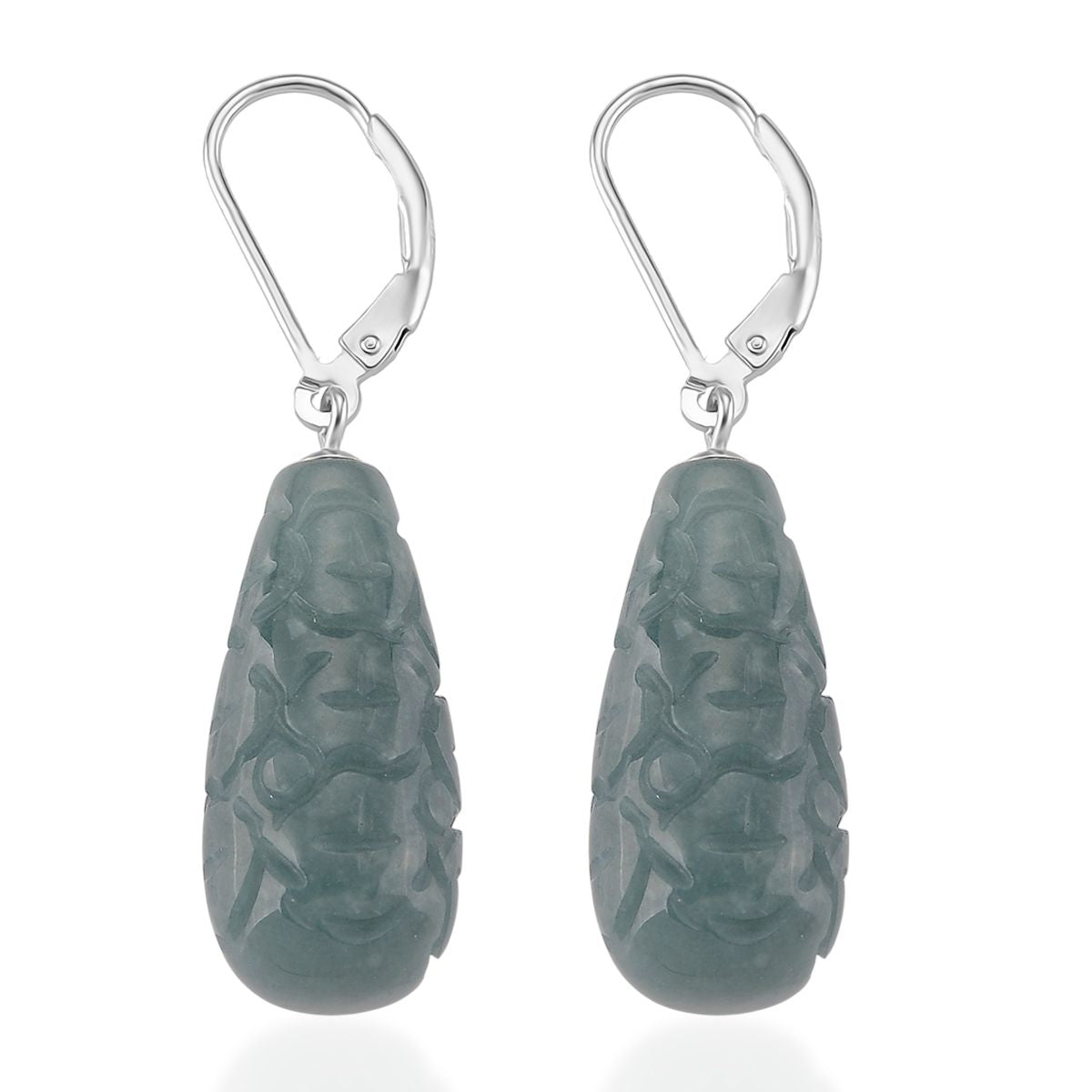 EXTREM SELTEN - Natürlicher Olmek Jadeit Ohrringe 925 Silber rhodiniert ca. 55.00 ct