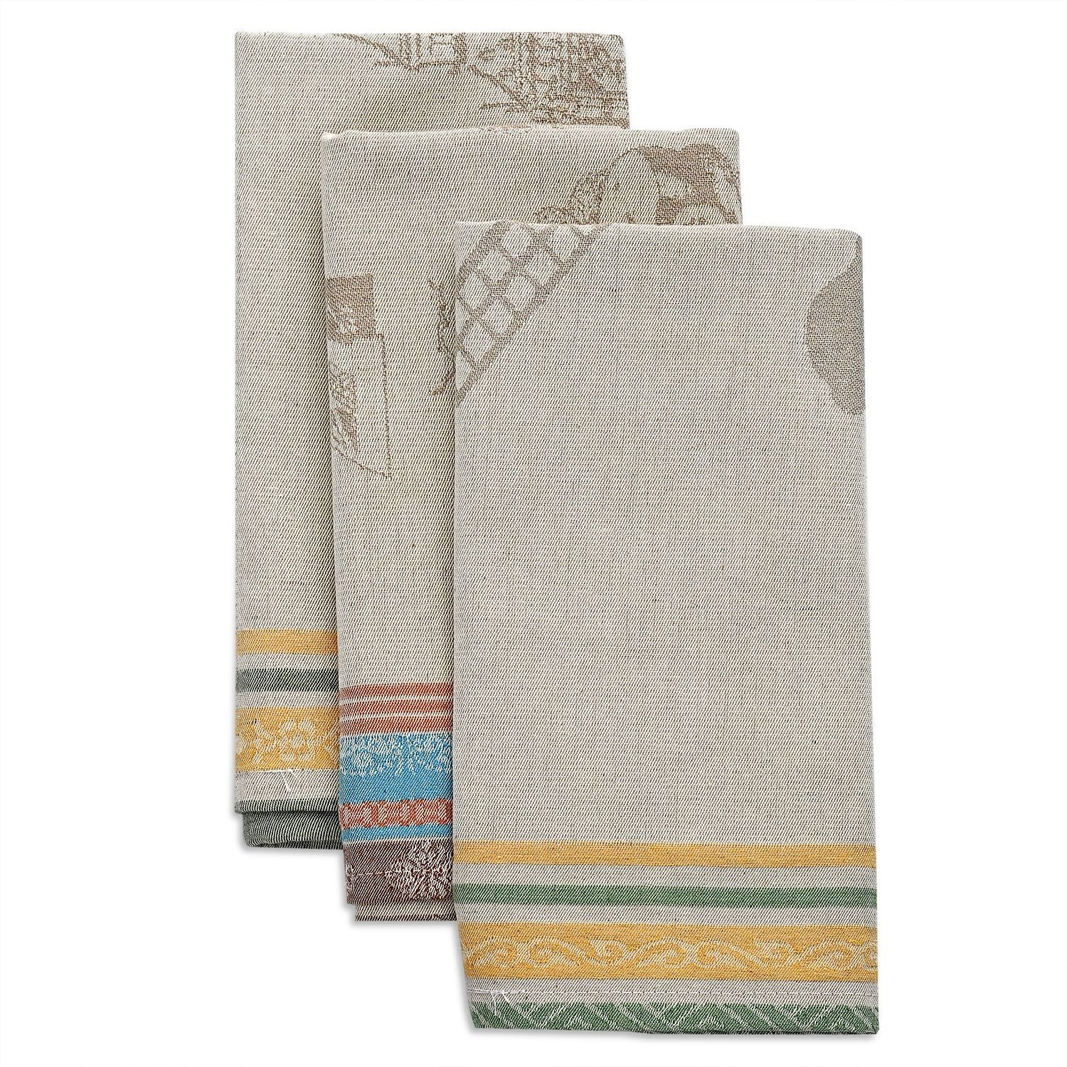 LIVMORE Set aus 3 Jacquard Küchenhandtüchern, 50 x 70 cm, Schwarz