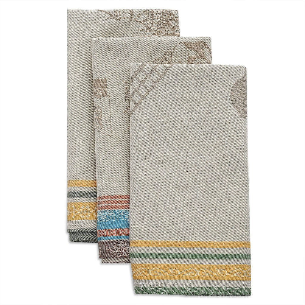 LIVMORE Set aus 3 Jacquard Küchenhandtüchern, 50 x 70 cm, Schwarz