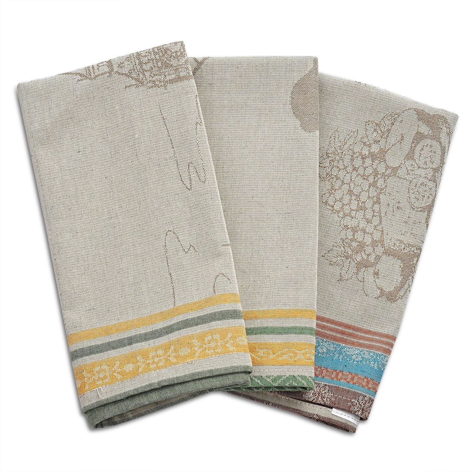LIVMORE Set aus 3 Jacquard Küchenhandtüchern, 50 x 70 cm, Schwarz