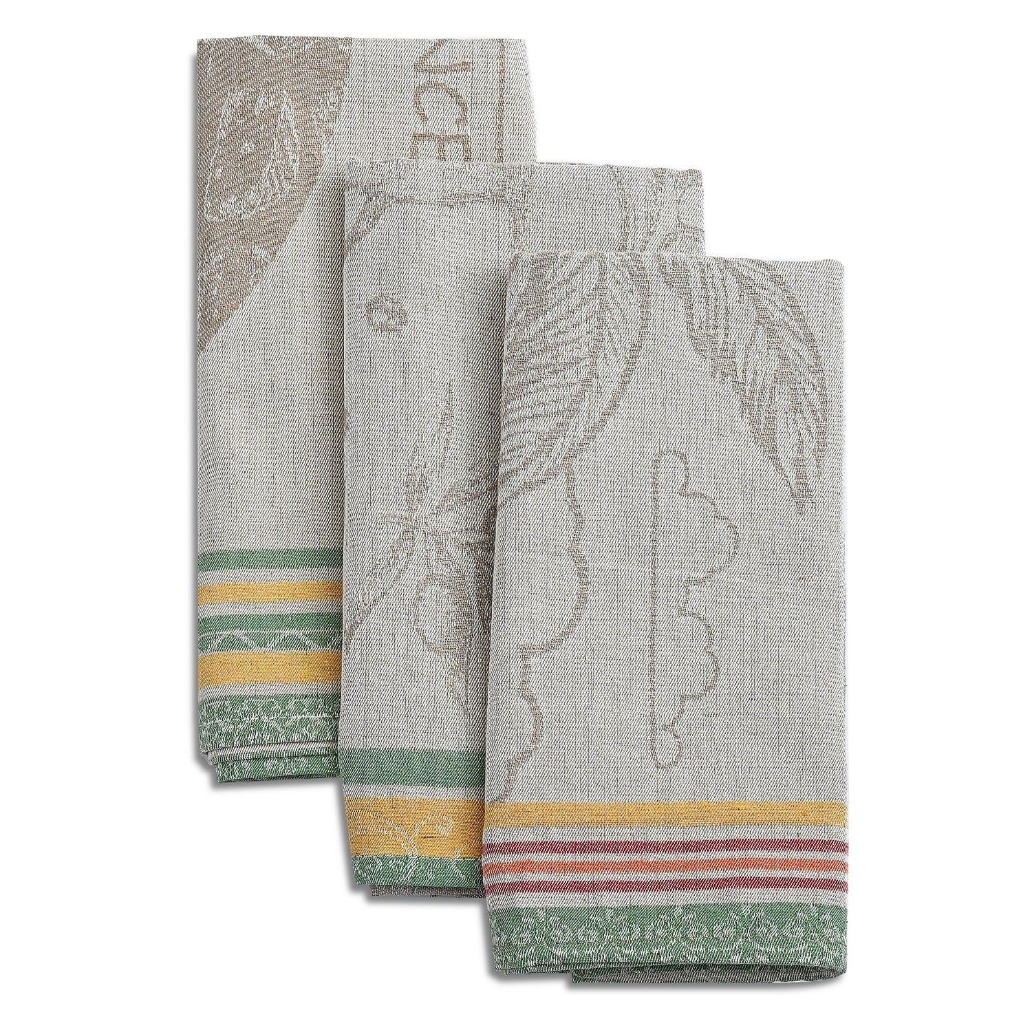LIVMORE Set aus 3 Jacquard Küchenhandtüchern, 50 x 70 cm, Schwarz