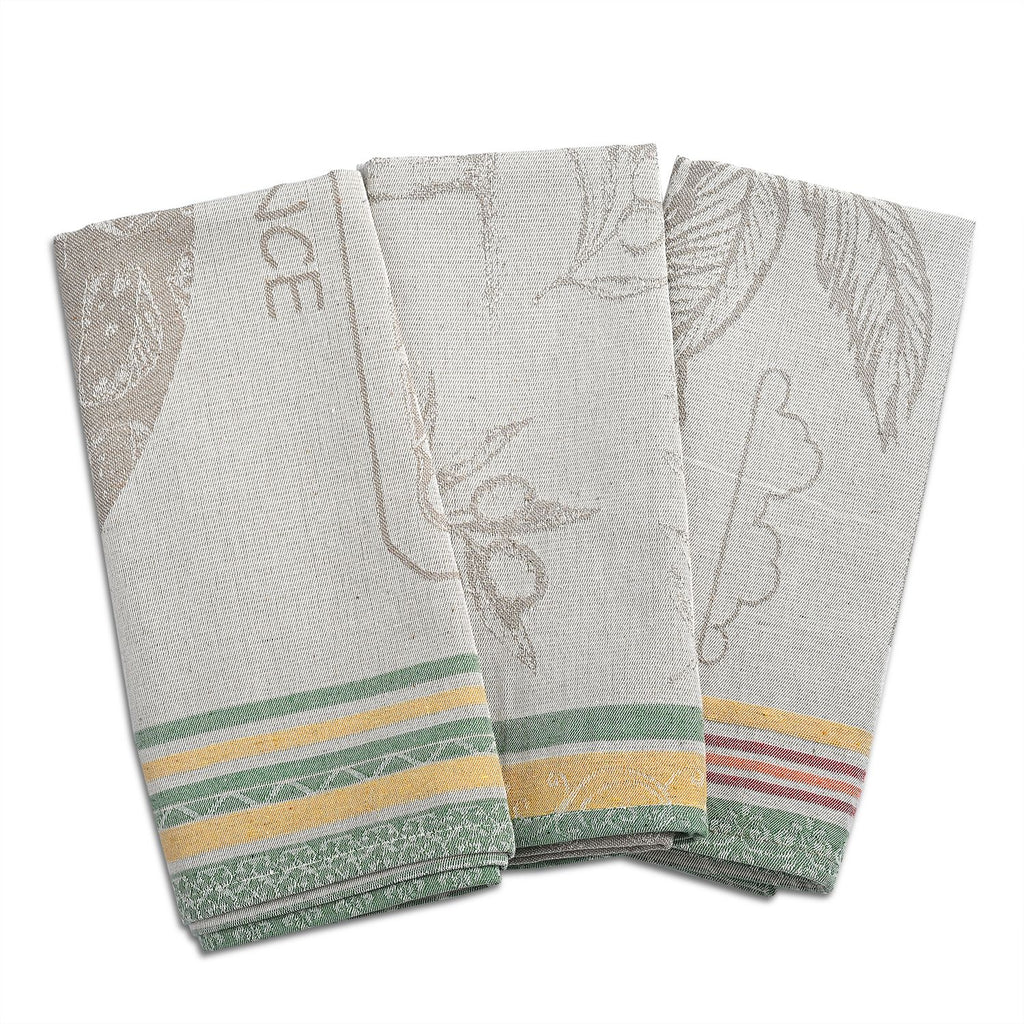 LIVMORE Set aus 3 Jacquard Küchenhandtüchern, 50 x 70 cm, Schwarz