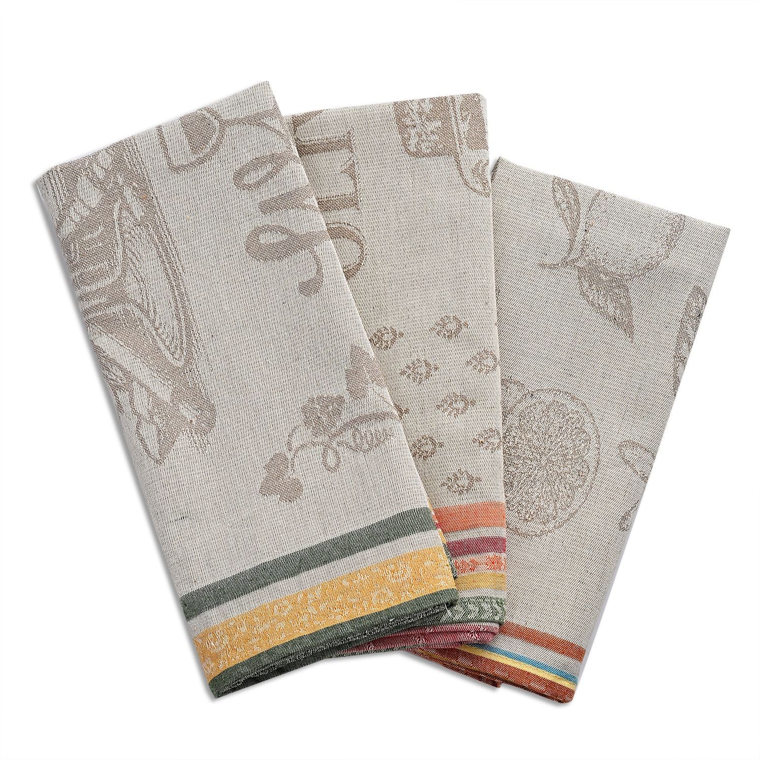 LIVMORE Set aus 3 Jacquard Küchenhandtüchern, 50 x 70 cm