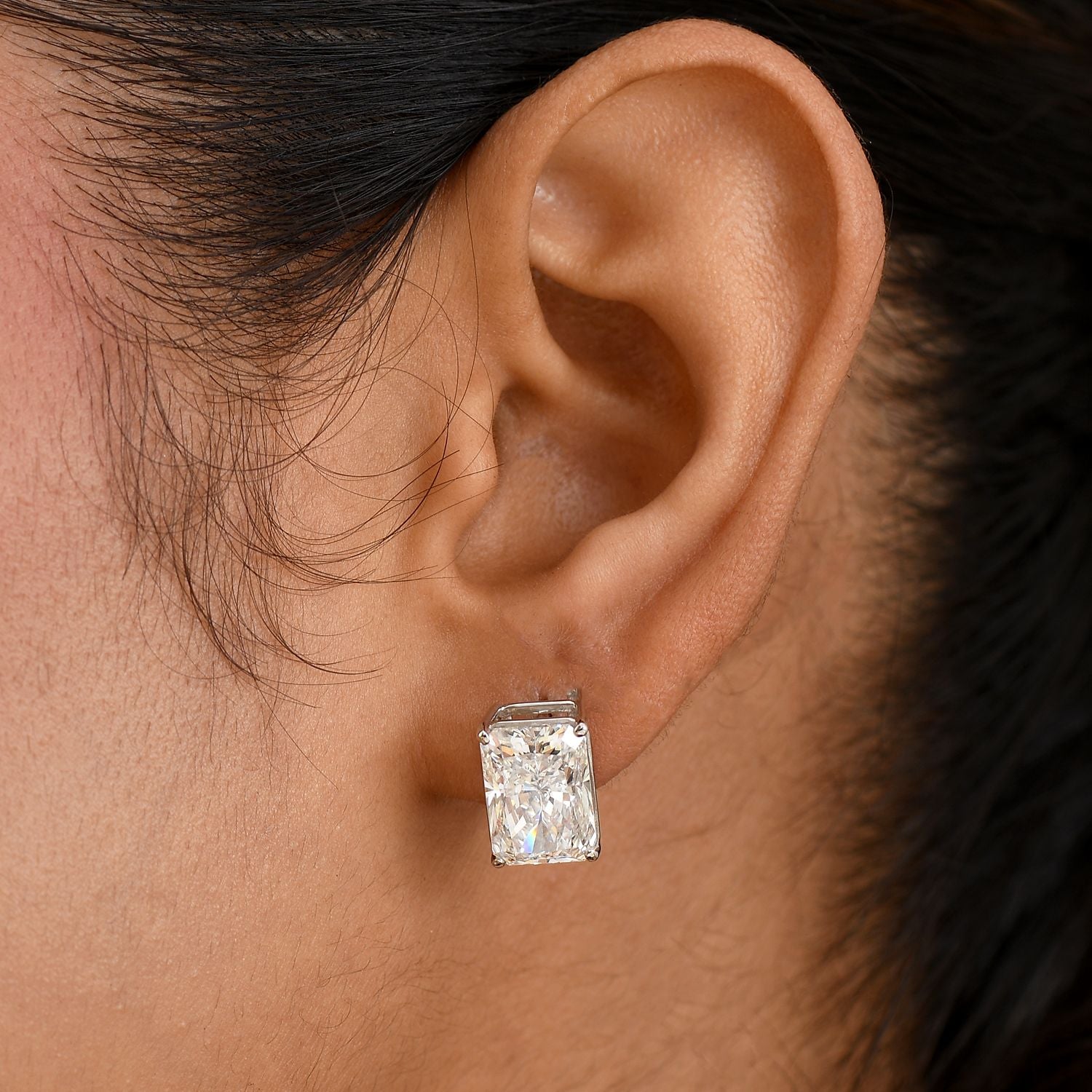 LUXURIANT DIAMOND - Lab Grown Diamant Radiant-Schliff, VS-G Ohrringe 950 Platin ca. 10.06 ct