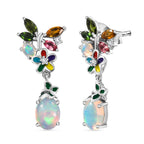 D joy AA Natürlicher, äthiopischer Welo Opal, Mehrfarbige-Turmalin Ohrringe, 925 Silber rhodiniert ca. 2,73 ct.