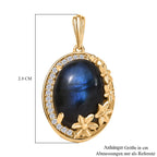 AAA Labradorit, Weißer Zirkon Anhänger Messing ca. 7.32 ct