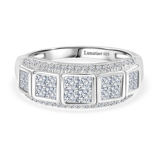 LUXURIANT DIAMOND - Lab Grown Diamant SI-GH SGL zertifiziert Ring, 925 Silber rhodiniert (Größe 21.00) ca. 1.00 ct