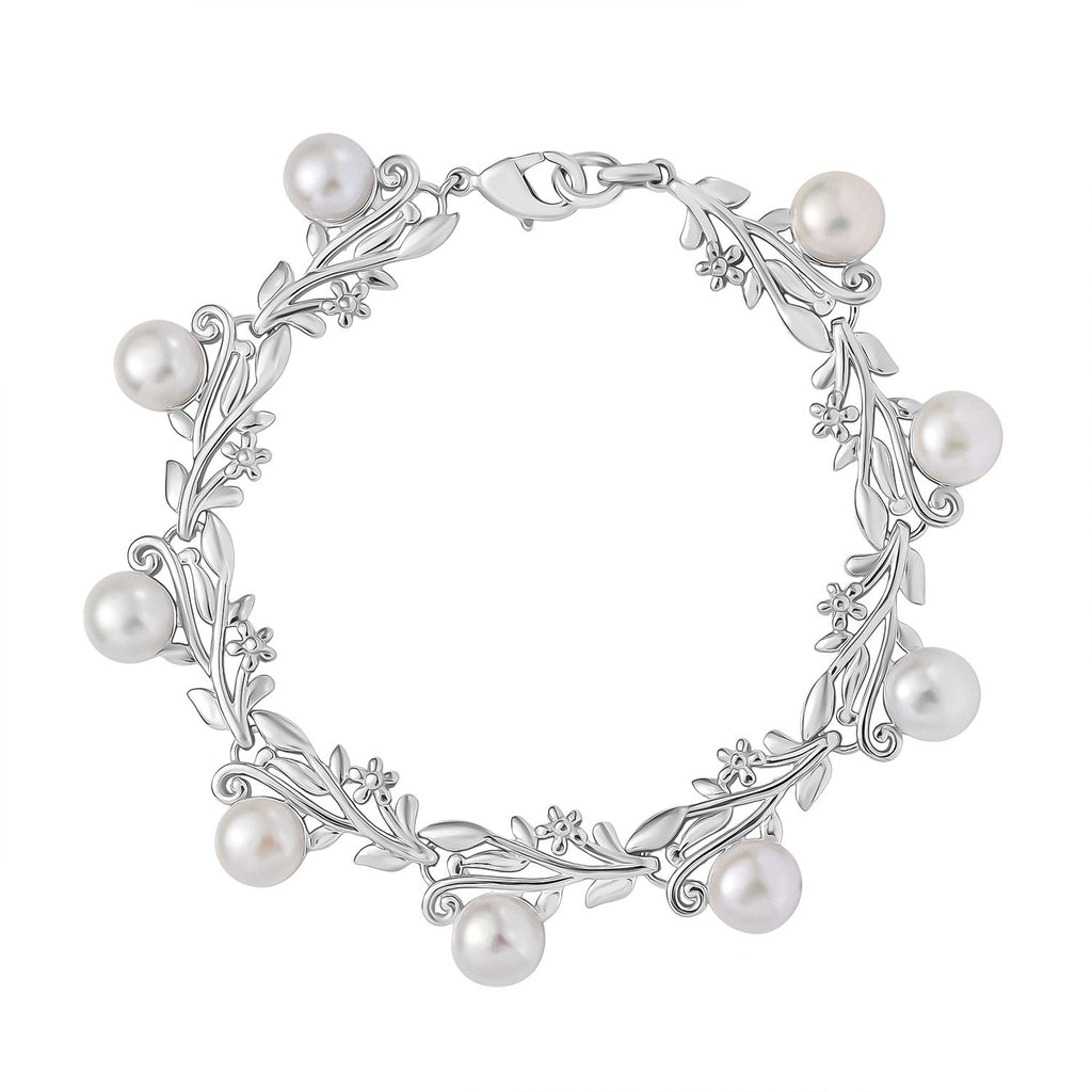 Süßwasser Perle (7.5-8 mm) Armband ca. 19 cm, nickelfreies Messing