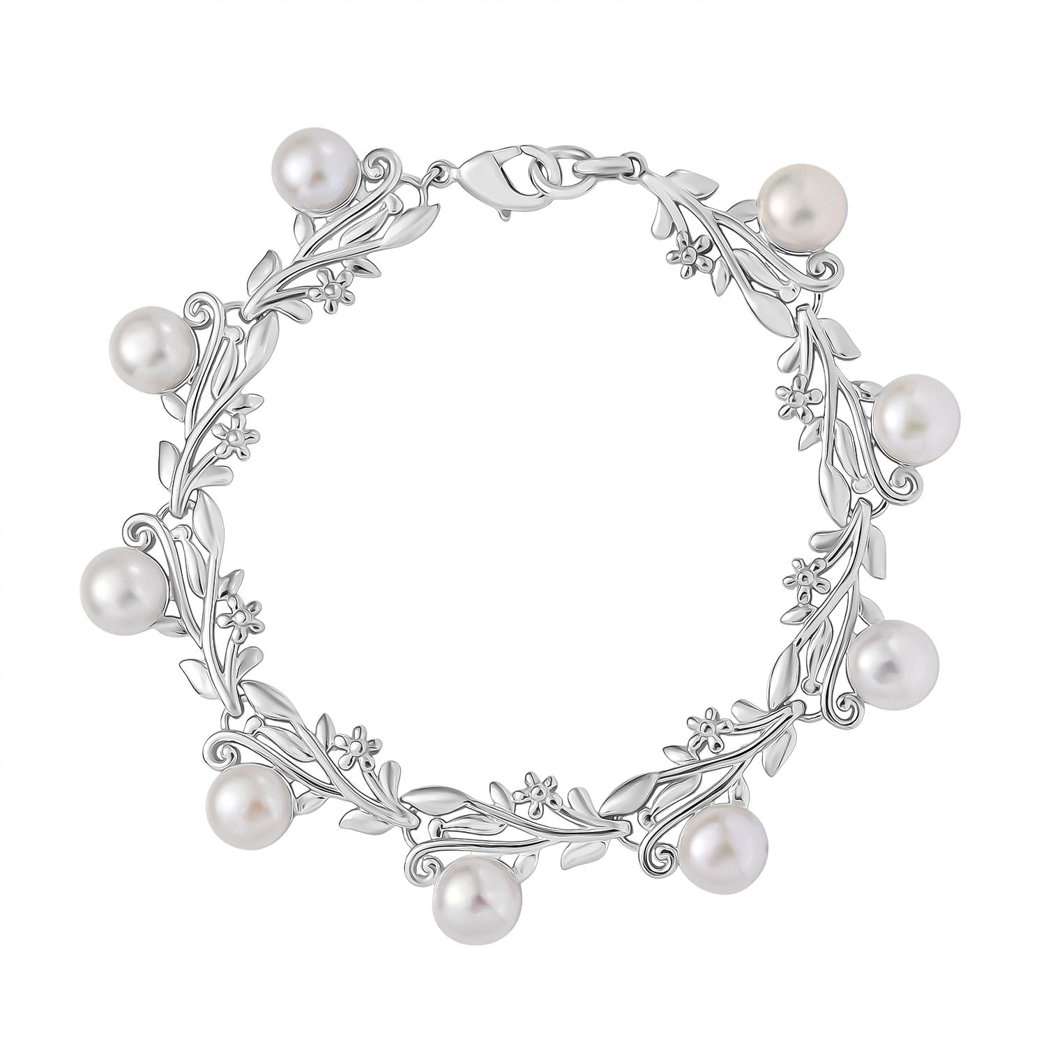 Süßwasser Perle (7.5-8 mm) Armband ca. 19 cm, nickelfreies Messing