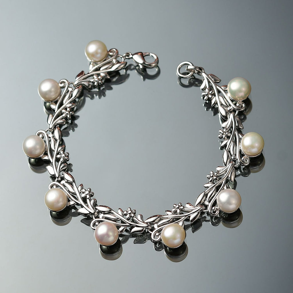 Süßwasser Perle (7.5-8 mm) Armband ca. 19 cm, nickelfreies Messing