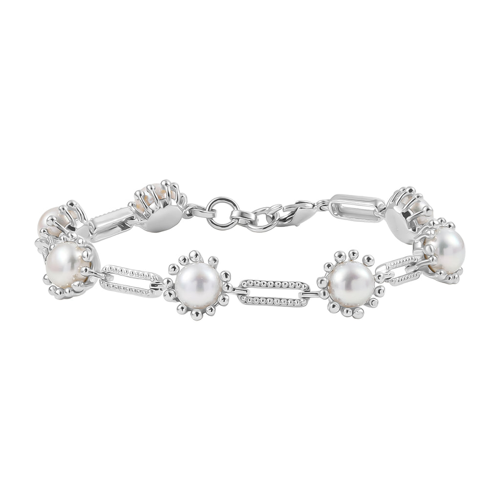 Süßwasser Perle (7.5-8 mm)Armband ca. 19 cm, nickelfreies Messing