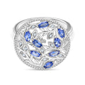 D joy Tansanit, Weißer Zirkon Ring 925 Silber platiniert (Größe 20.00)  (5-10 Werktage Lieferzeit) ca. 0.86 ct