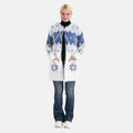 Cardigan mit abstraktem Blumenmuster und Taschen, One Size, Länge 78 cm, Blau