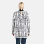 Cardigan mit abstraktem Blumenmuster und Taschen, One Size, Länge 78 cm, Grau