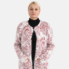 Cardigan mit abstraktem Blumenmuster und Taschen, One Size, Länge 78 cm, Rot
