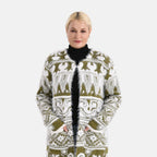 Gemusterter Cardigan mit Taschen, Einheitsgröße, Norweger-Muster, Oliv