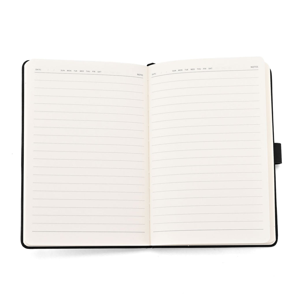 LIVMORE - 2er Set A5 Notizbuch mit Stift Umschlag mit Magnetverschluss Motiv Himmelstempel Nationaler Landschaftsstil Schwarz