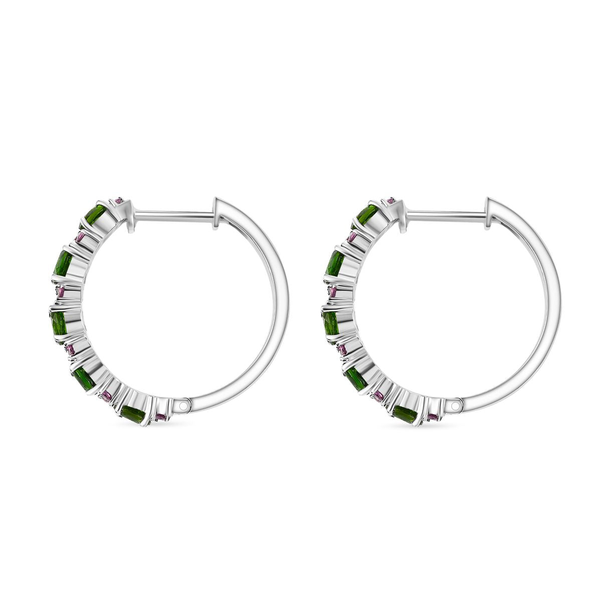 D'joy Natürlicher Chromdiopsid, Natürlicher Rhodolith Granat Ohrringe 925 Silber rhodiniert ca. 2.26 ct