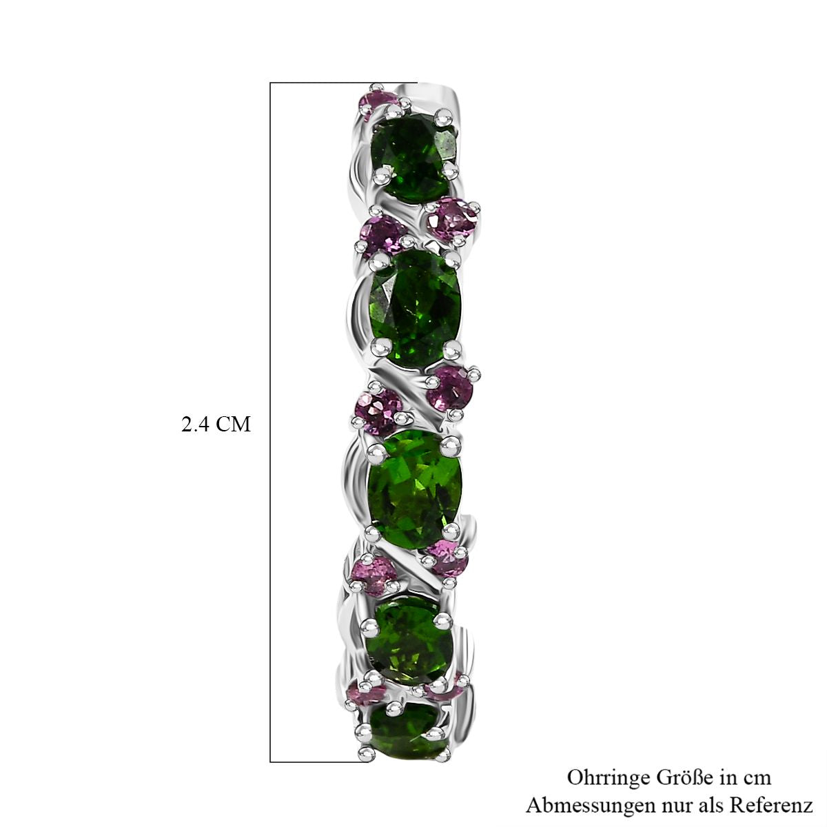 D'joy Natürlicher Chromdiopsid, Natürlicher Rhodolith Granat Ohrringe 925 Silber rhodiniert ca. 2.26 ct