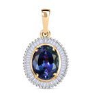 AAA Pfau Tansanit, Weißer Diamant Anhänger 585 Gold (6-7  Werktage Lieferzeit) ca. 3.48 ct