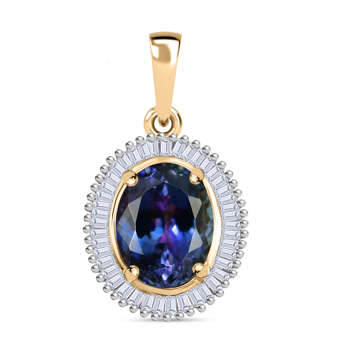 AAA Pfau Tansanit, Weißer Diamant Anhänger 585 Gold (6-7  Werktage Lieferzeit) ca. 3.48 ct