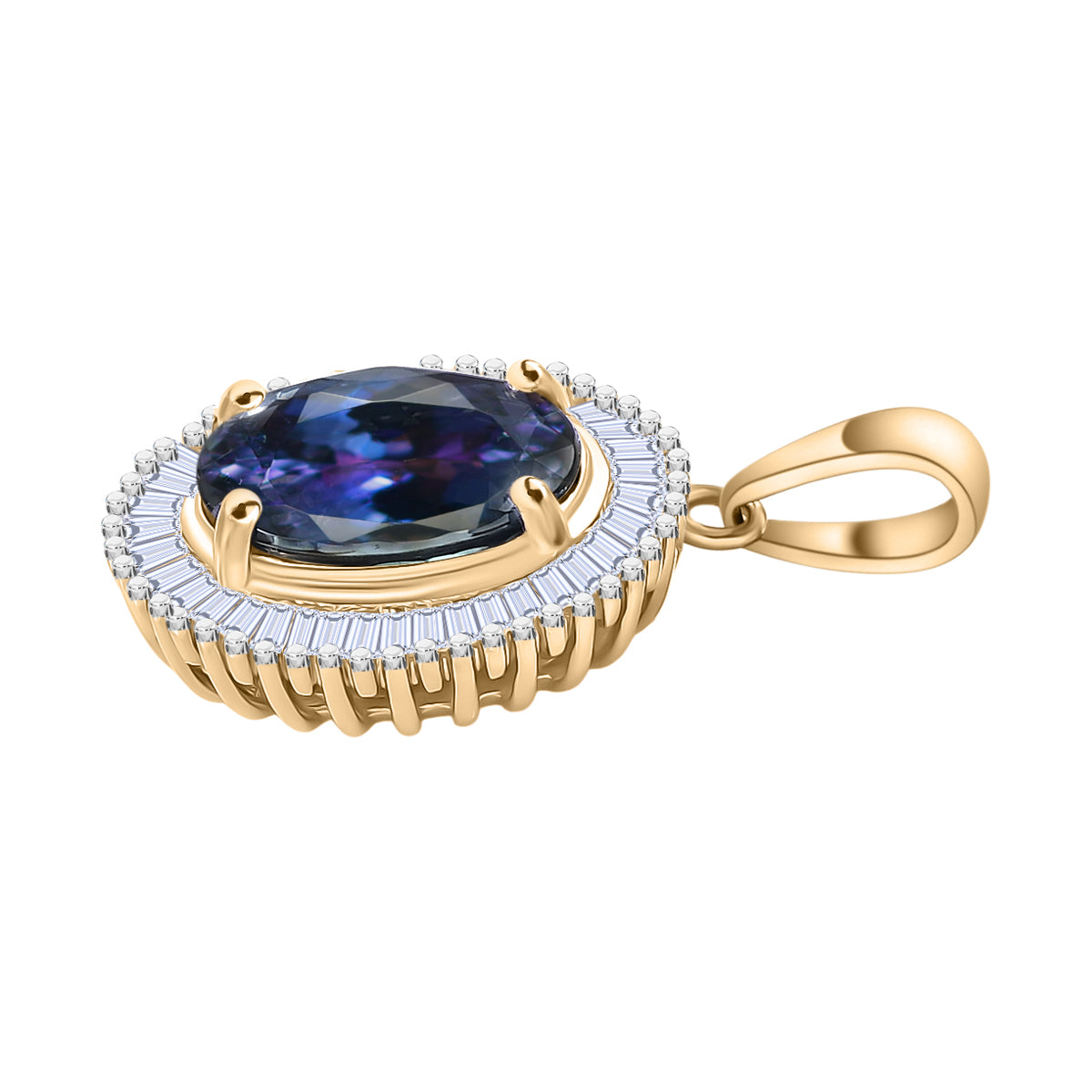 AAA Pfau Tansanit, Weißer Diamant Anhänger 585 Gold (6-7  Werktage Lieferzeit) ca. 3.48 ct