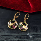 Nature's Kiss - D joy Wassermelonen Quarz Triplette, Natürlicher Chromdiopsid Ohrringe 925 Silber platiniert und vergoldet ca. 2,78 ct.