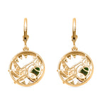 Nature's Kiss - D joy Wassermelonen Quarz Triplette, Natürlicher Chromdiopsid Ohrringe 925 Silber platiniert und vergoldet ca. 2,78 ct.