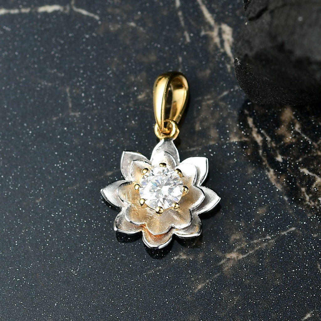 D’joy Moissanit Anhänger 925 Silber platiniert und vergoldet ca. 0.43 ct