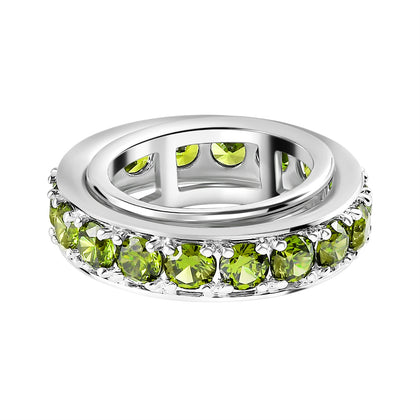 Peridot Zirkonia Ring Nickelfreies Messing platiniert (Größe 19.00)