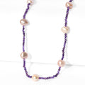 AA Mehrfarbige Süßwasser Perle, Afrikanischer Amethyst Halskette ca. 60 cm 925 Silber Rhodiniert 65.00 ct