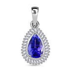 Rhapsody AAAA Tansanit, Weißer Diamant Anhänger 950 Platin ca. 1.17 ct