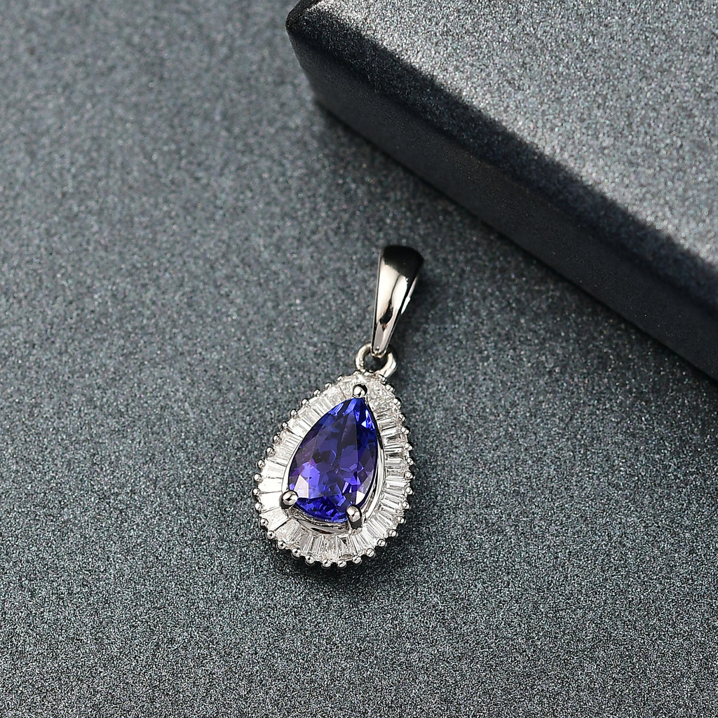 Rhapsody AAAA Tansanit, Weißer Diamant Anhänger 950 Platin ca. 1.17 ct