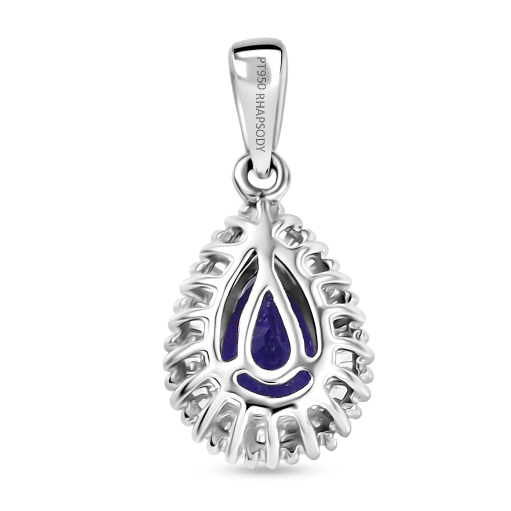 Rhapsody AAAA Tansanit, Weißer Diamant Anhänger 950 Platin ca. 1.17 ct