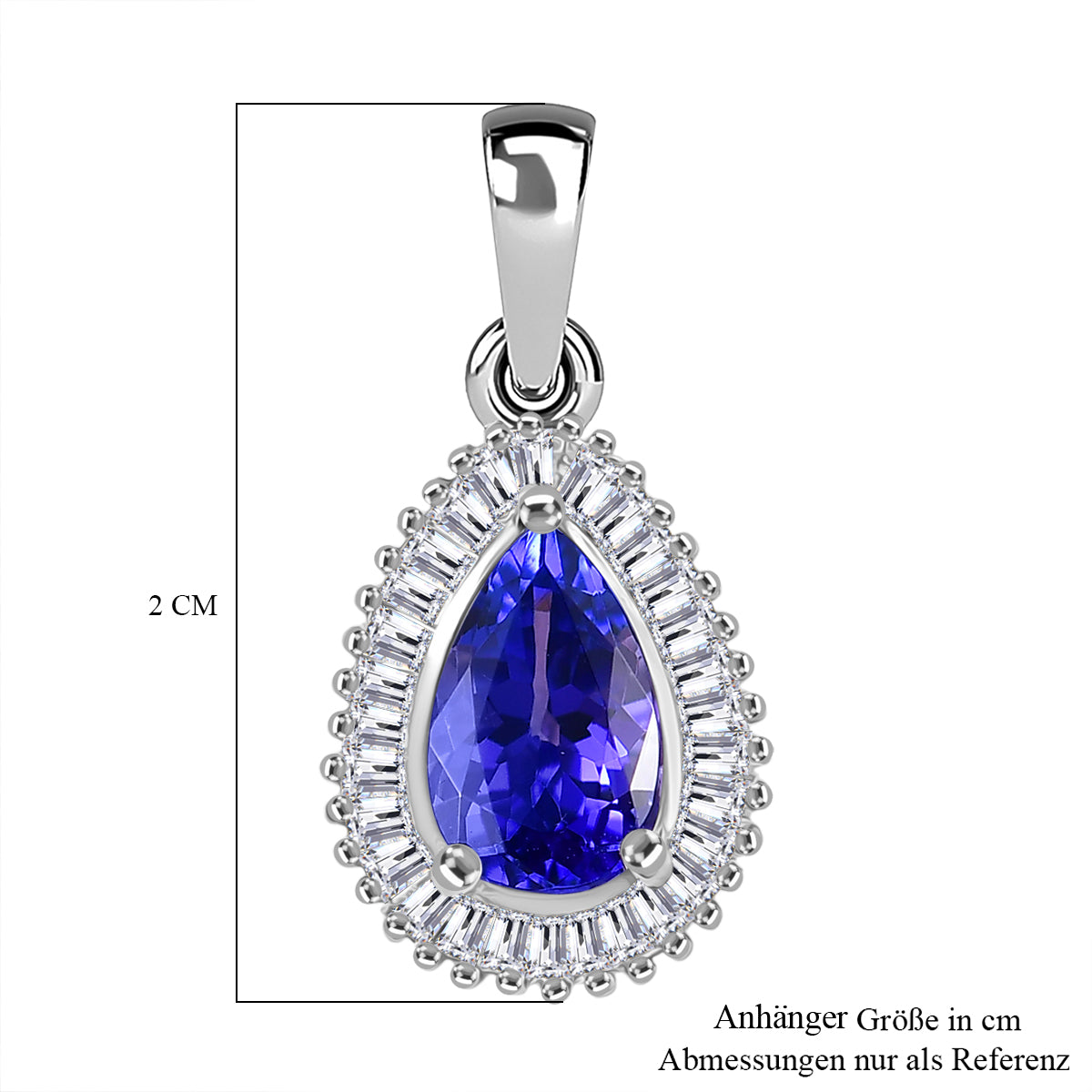 Rhapsody AAAA Tansanit, Weißer Diamant Anhänger 950 Platin ca. 1.17 ct