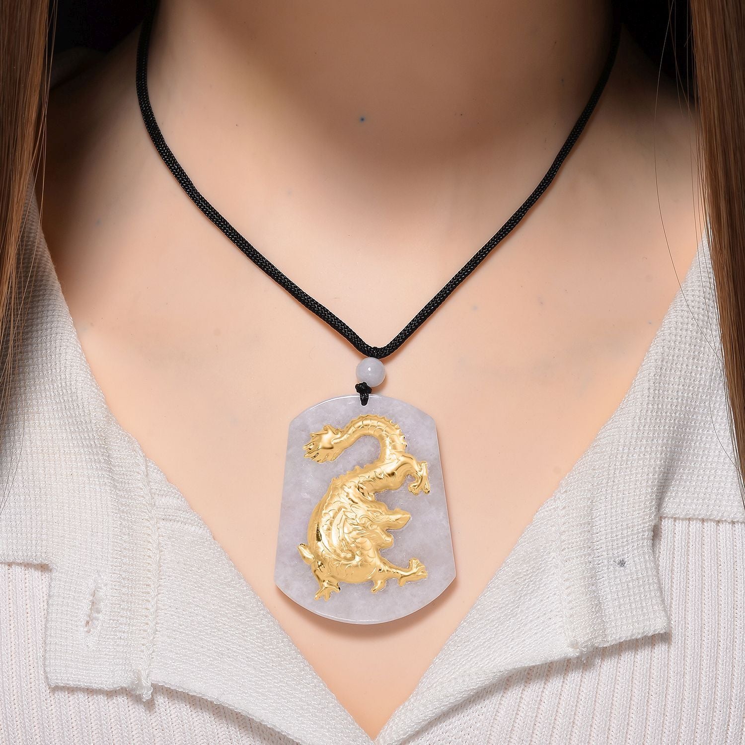 Weiße Jade Halskette, Flexibles, 999 Gold ca. 140,00 ct.