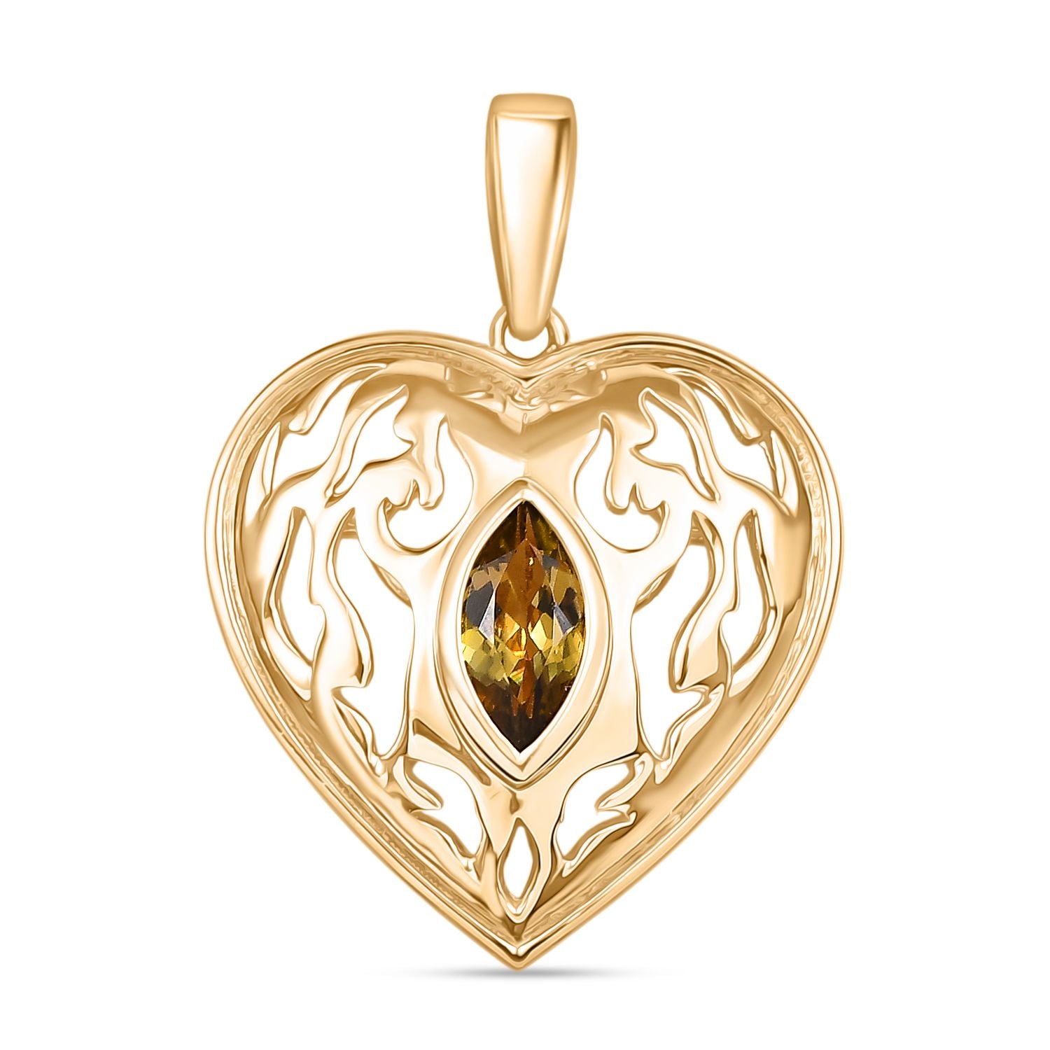 D Joy Natürlicher goldener Tansanit Anhänger 925 Silber 750 Gelb Vergoldet ca. 0.52 ct