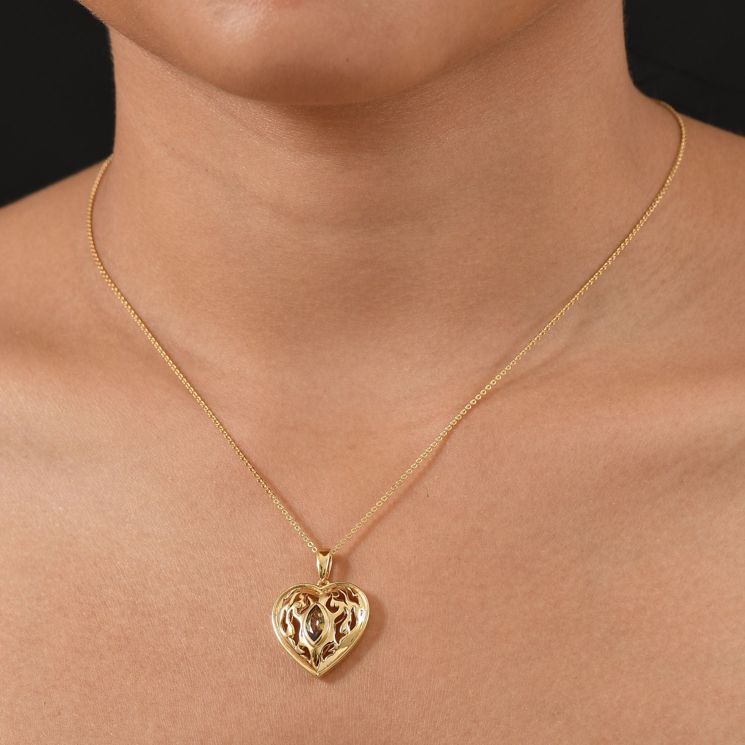 D Joy Natürlicher goldener Tansanit Anhänger 925 Silber 750 Gelb Vergoldet ca. 0.52 ct