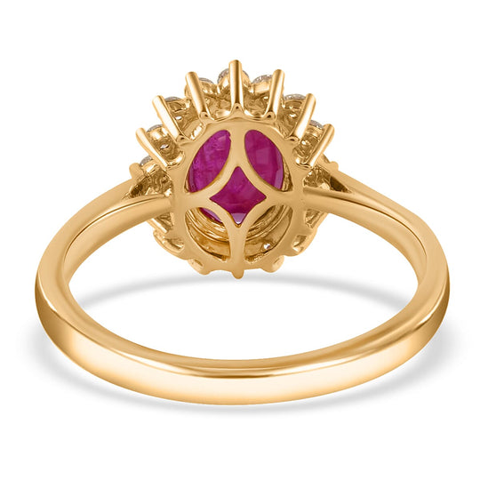 LUXORO AAA Natürlicher Mosambik-Rubin, Weißer Diamant Ring 585 Gold (Größe 19.00) ca. 1,79 ct