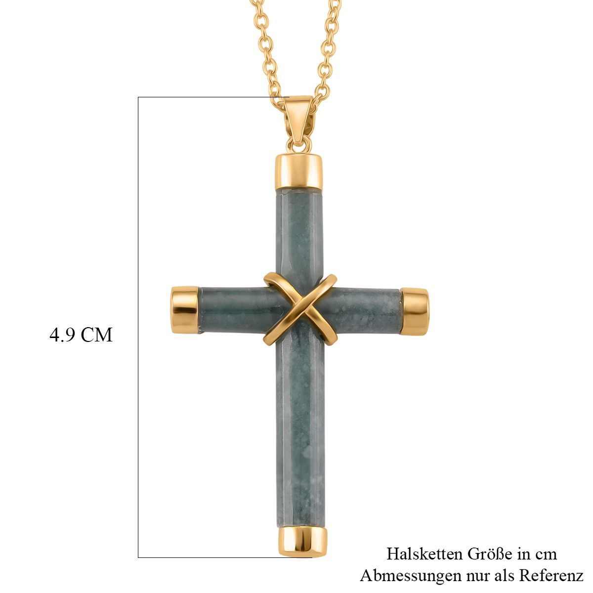 Natürlicher Olmek Jadeit Anhänger mit kettte ca. 50 cm, 925 Silber vergoldet ca. 15.00 ct