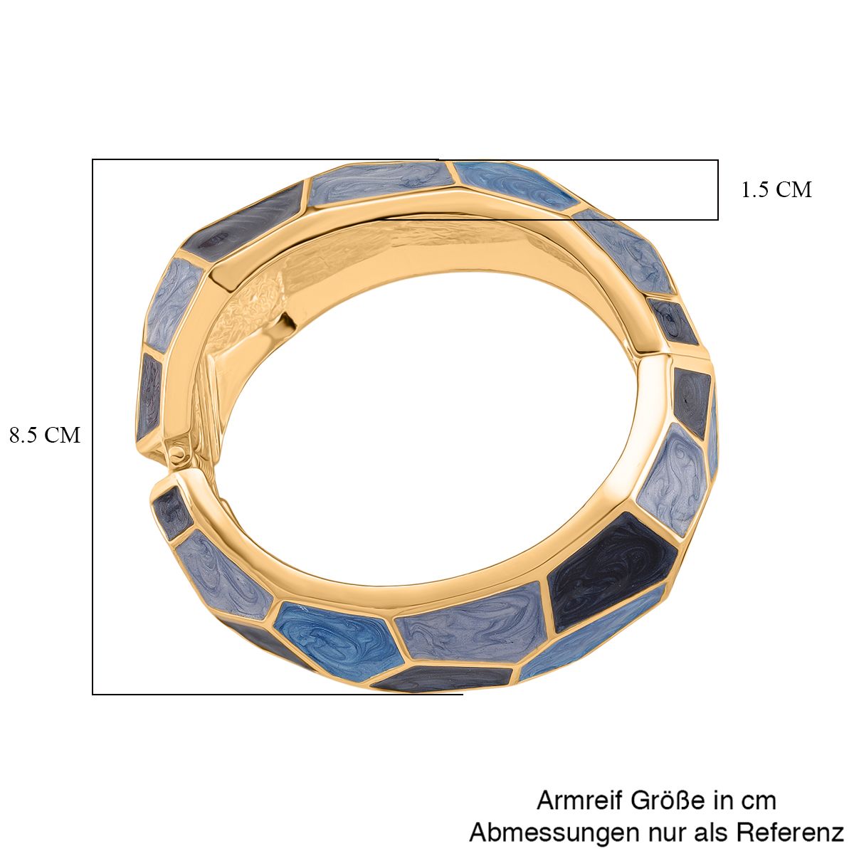 Emaille-Armreif im Facetten-Design, ca. 18 cm, Blau