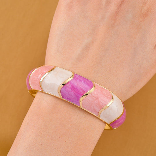 Emaille-Armreif, geometrisches Design, ca. 18 cm, Rosa