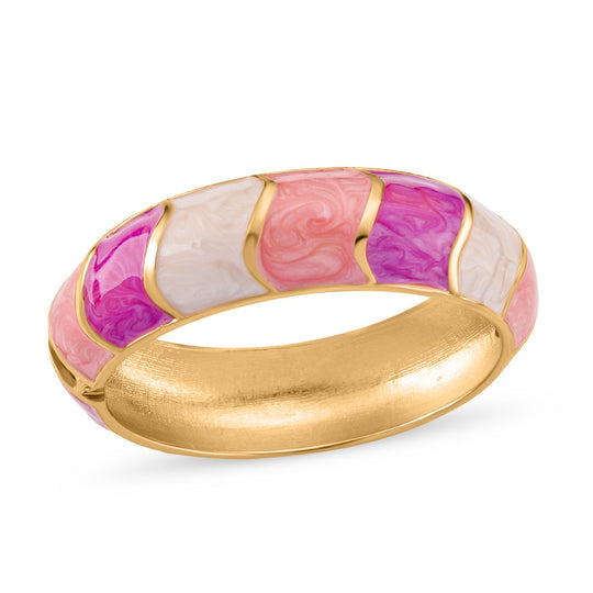 Emaille-Armreif, geometrisches Design, ca. 18 cm, Rosa