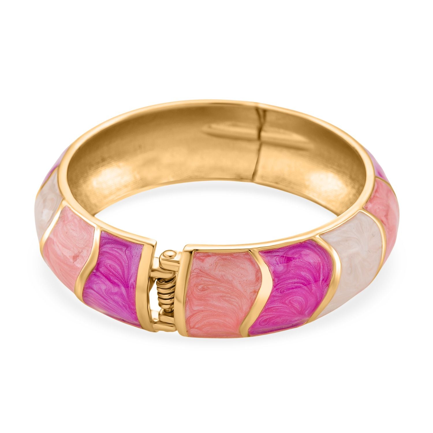 Emaille-Armreif, geometrisches Design, ca. 18 cm, Rosa