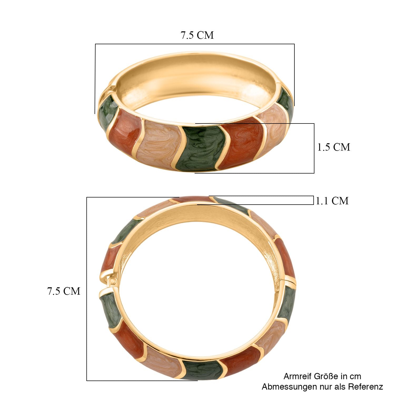 Emaille-Armreif, geometrischen Design, ca. 18 cm, Mehrfarbig