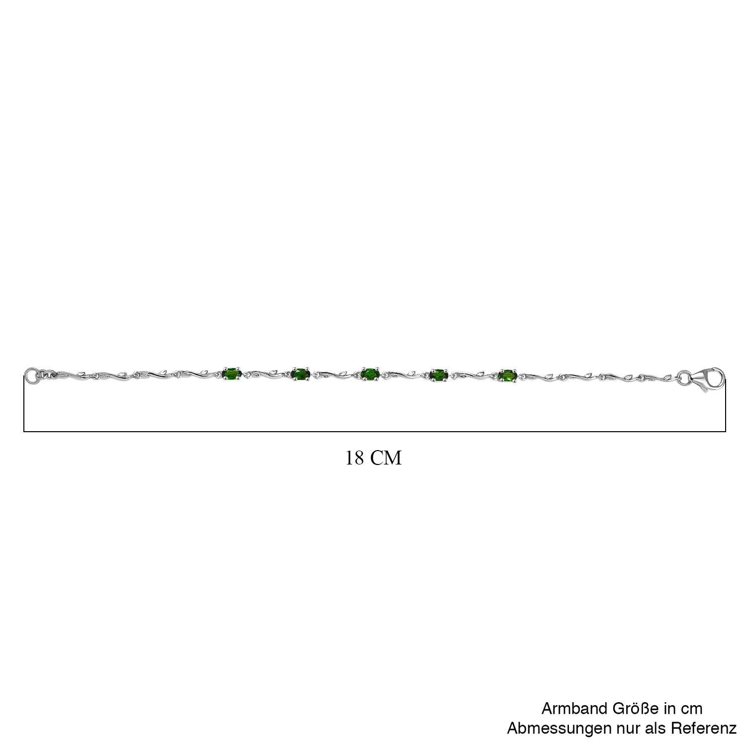 D joy Natürlicher Chromdiopsid Armband ca. 18 cm 925 Silber rhodiniert ca. 1,27 ct.
