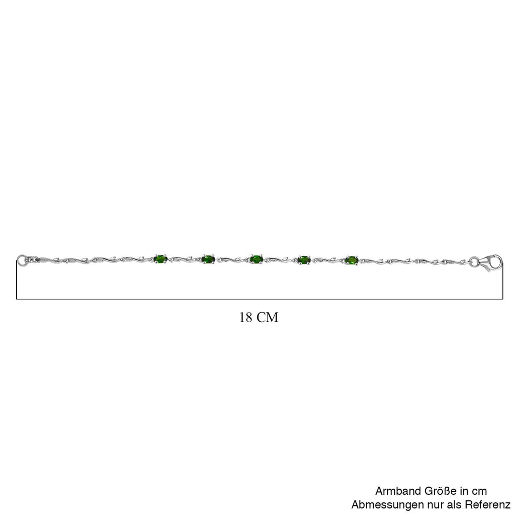 D joy Natürlicher Chromdiopsid Armband ca. 18 cm 925 Silber rhodiniert ca. 1,27 ct.