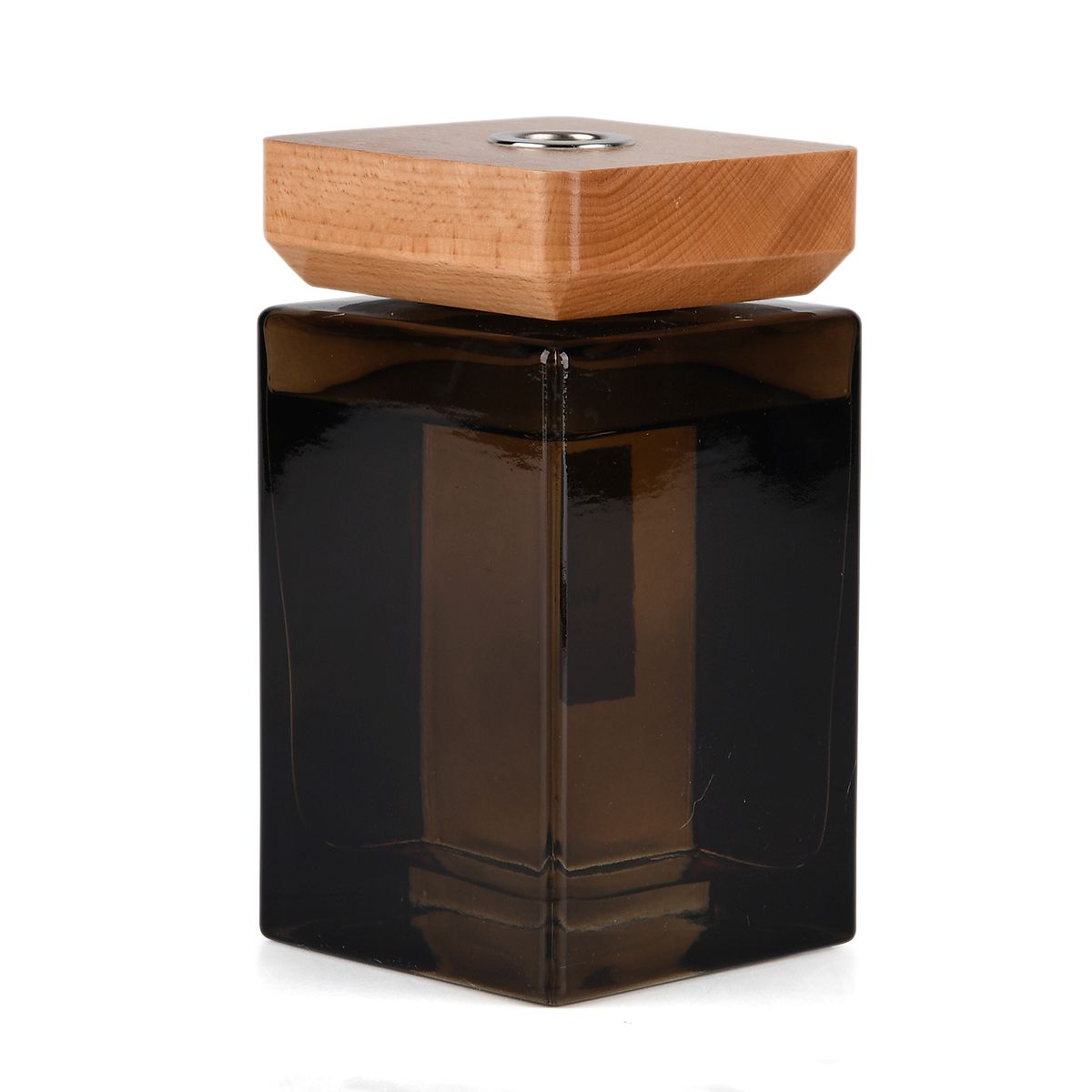 LIVMORE - Home Fragrance Kollektion - Raumduft Diffuser 500 ml Teeglas braun mit Holzdeckel 8 Stäbchen Duft Holz Vanille Größe 8.3 x 8.3 x 14.5 cm