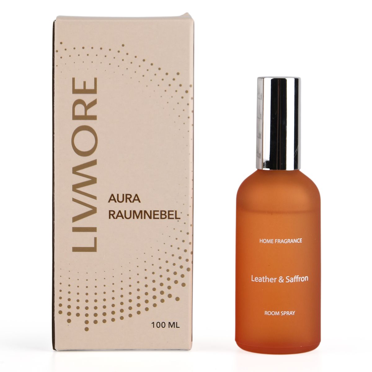 LIVMORE Home Fragrance Kollektion - Raumspray, Leder-Safran, 100ml, Orange
