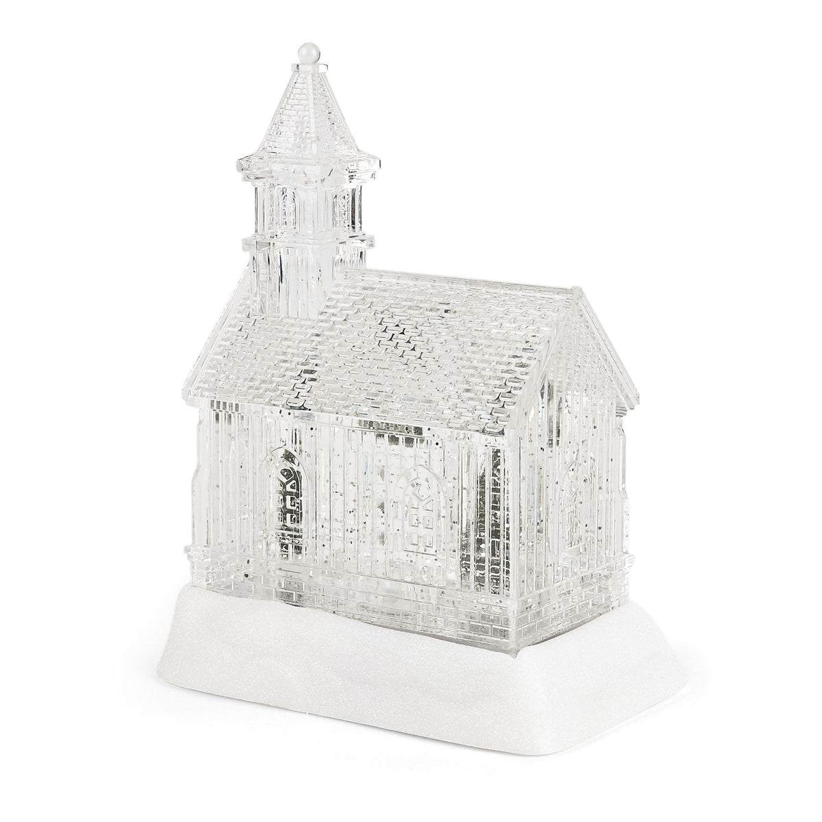 Weihnachts Deko Wasser Lampe Kirche, warmweißes LED, Musikfunktion, 17.2 x 14 x 23 cm, Transparent, Batteriebetrieb 3 x AAA nicht enthalten
